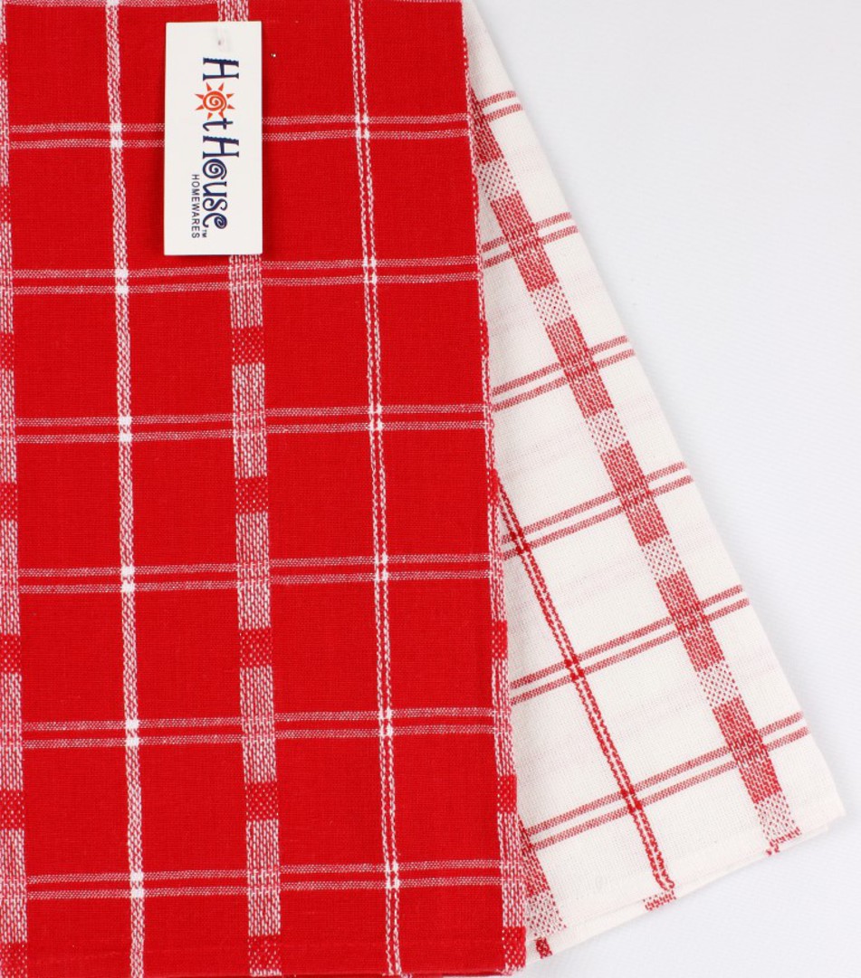 2pack tea towels 'crossroads' red CODE: T/T-CROSS/2PK/RED image 0